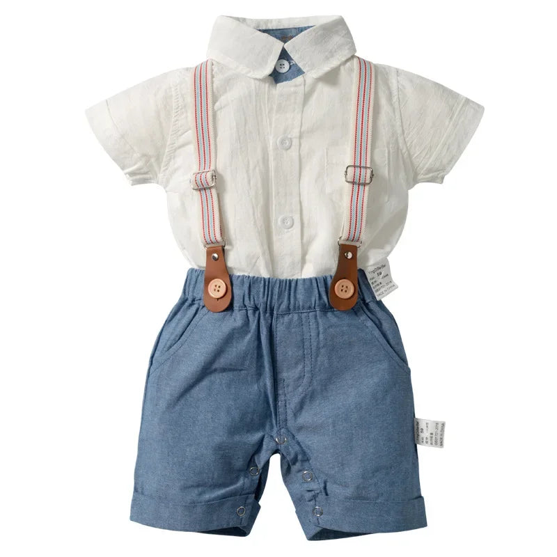 Conjunto Bebê Gentleman Premium – Look Social com Suspensório e Gravata