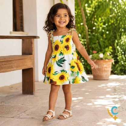Vestido Bebê Floral de Alças – Leve e Confortável 2 a 3 Anos