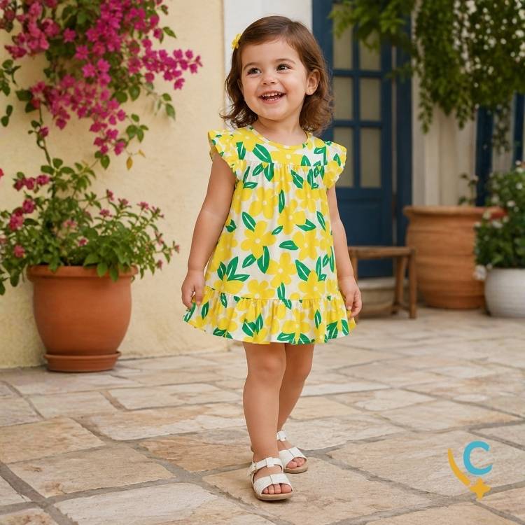 Vestido Bebê Algodão Premium – Leve e Confortável 1 a 3 Anos