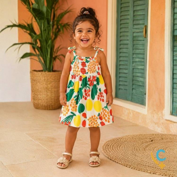 Vestido Bebê Floral Algodão Premium – Leve e Confortável 2 a 3 Anos