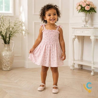 Vestido Bebê Floral de Alças – Leve e Confortável 2 a 3 Anos