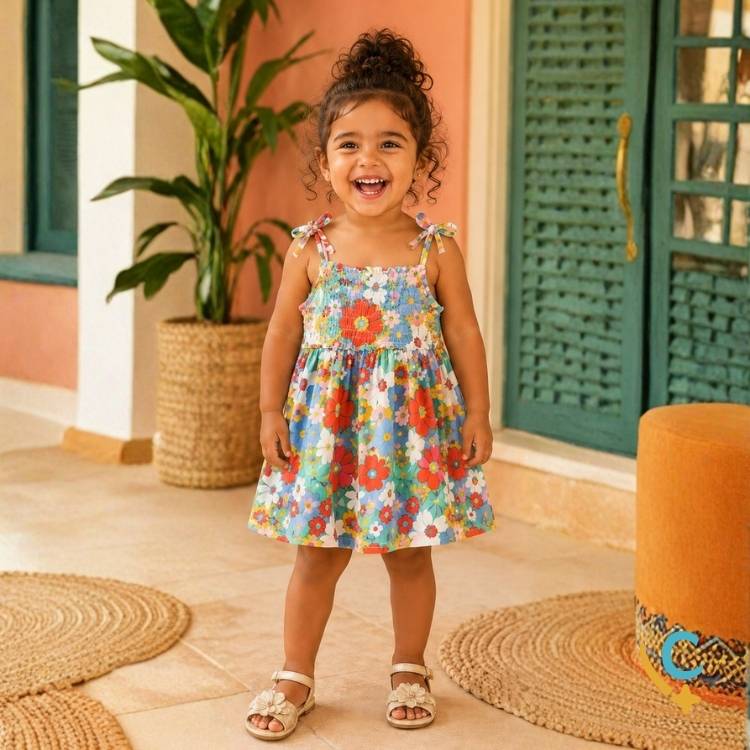 Vestido Bebê Floral Algodão Premium – Leve e Confortável 2 a 3 Anos
