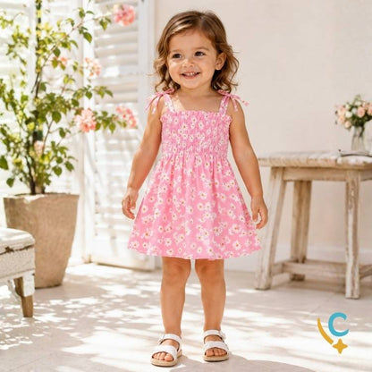 Vestido Bebê Floral de Alças – Leve e Confortável 2 a 3 Anos