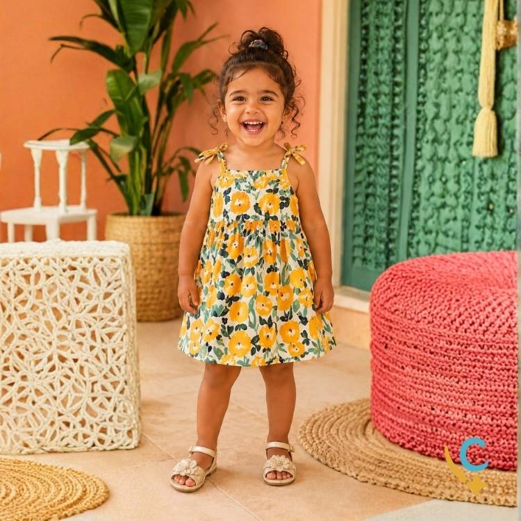 Vestido Bebê Floral Algodão Premium – Leve e Confortável 2 a 3 Anos