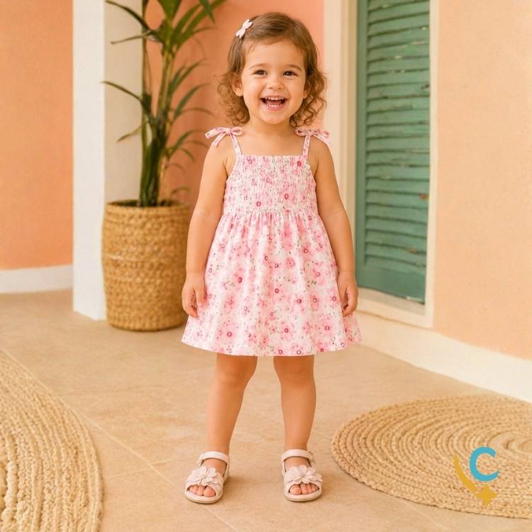Vestido Bebê Floral Algodão Premium – Leve e Confortável 2 a 3 Anos