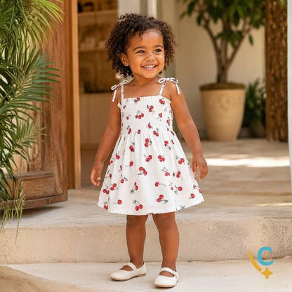 Vestido Bebê Floral de Alças – Leve e Confortável 2 a 3 Anos