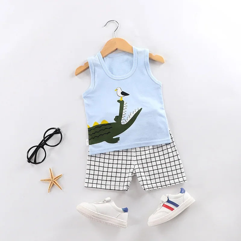 Conjunto Regata Infantil 100% Algodão Premium Verão – Roupa de Menino e Menina Personagens | Frete Grátis