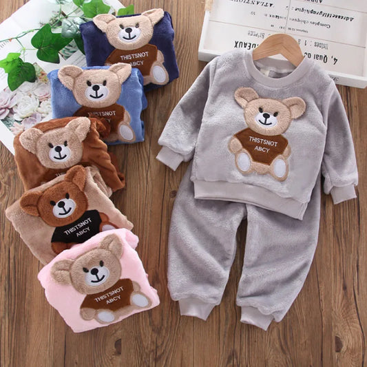 Pijama Bebê Fleece Térmico Urso – Roupa de Inverno 0 a 2 Anos com Frete Grátis