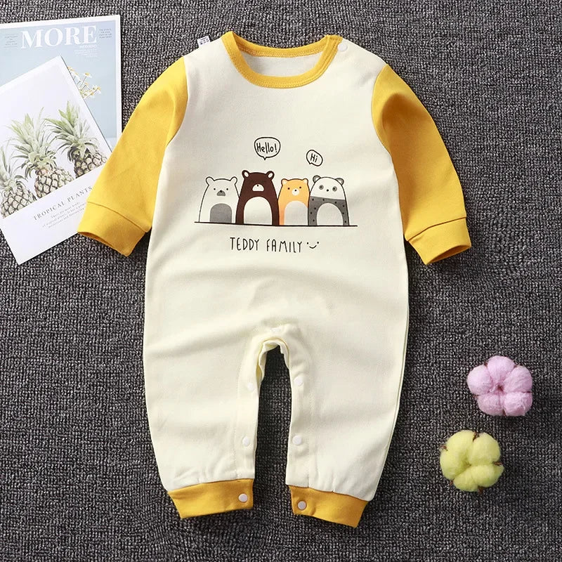 Macacão Bebê Menina e Menino 100% Algodão Premium com Botão no Ombro – Macacão de Bebê Outono/Inverno | Frete Grátis