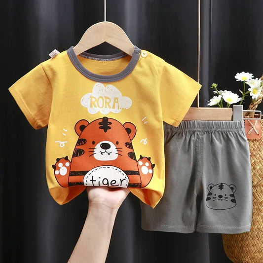 Conjunto Infantil Verão 100% Algodão Premium – Roupa de Menina e Menino Personagens | Frete Grátis