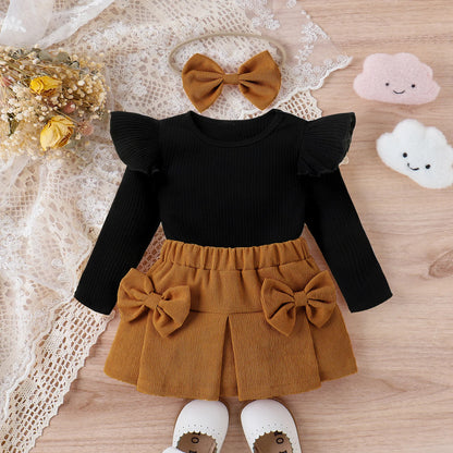Conjunto Bebê Vintage Premium – Blusa e Saia em Cotelê Delicado