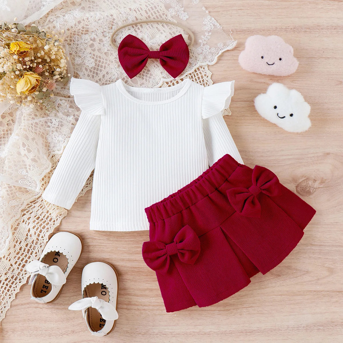 Conjunto Bebê Vintage Premium – Blusa e Saia em Cotelê Delicado