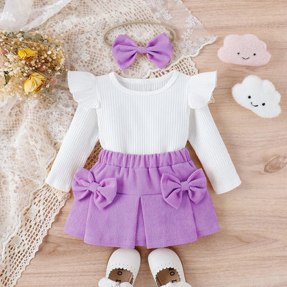 Conjunto Bebê Vintage Premium – Blusa e Saia em Cotelê Delicado
