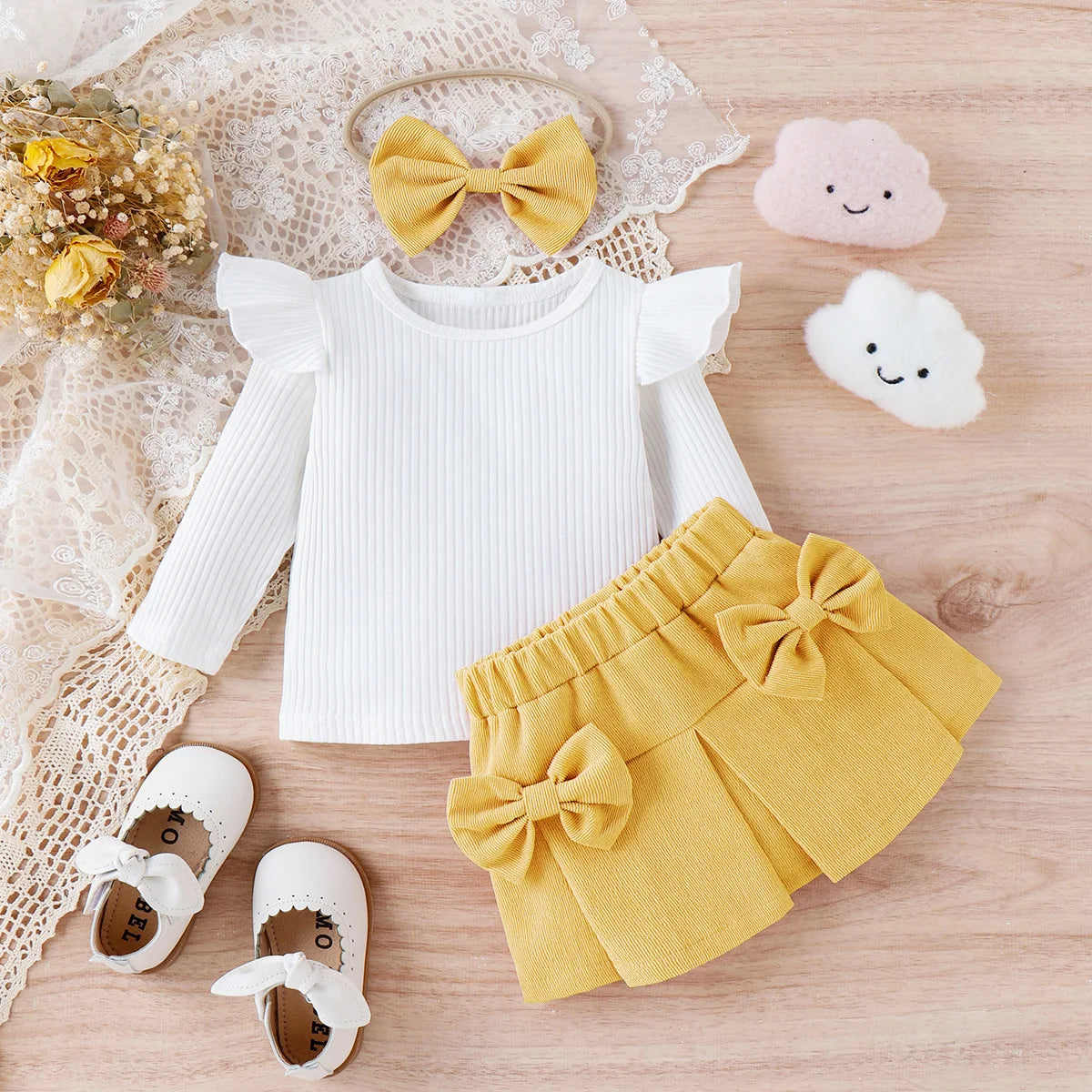 Conjunto Bebê Vintage Premium – Blusa e Saia em Cotelê Delicado