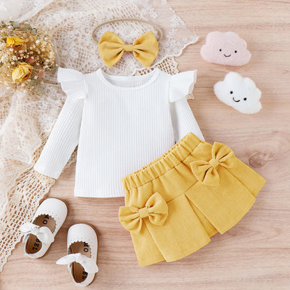 Conjunto Bebê Vintage Premium – Blusa e Saia em Cotelê Delicado