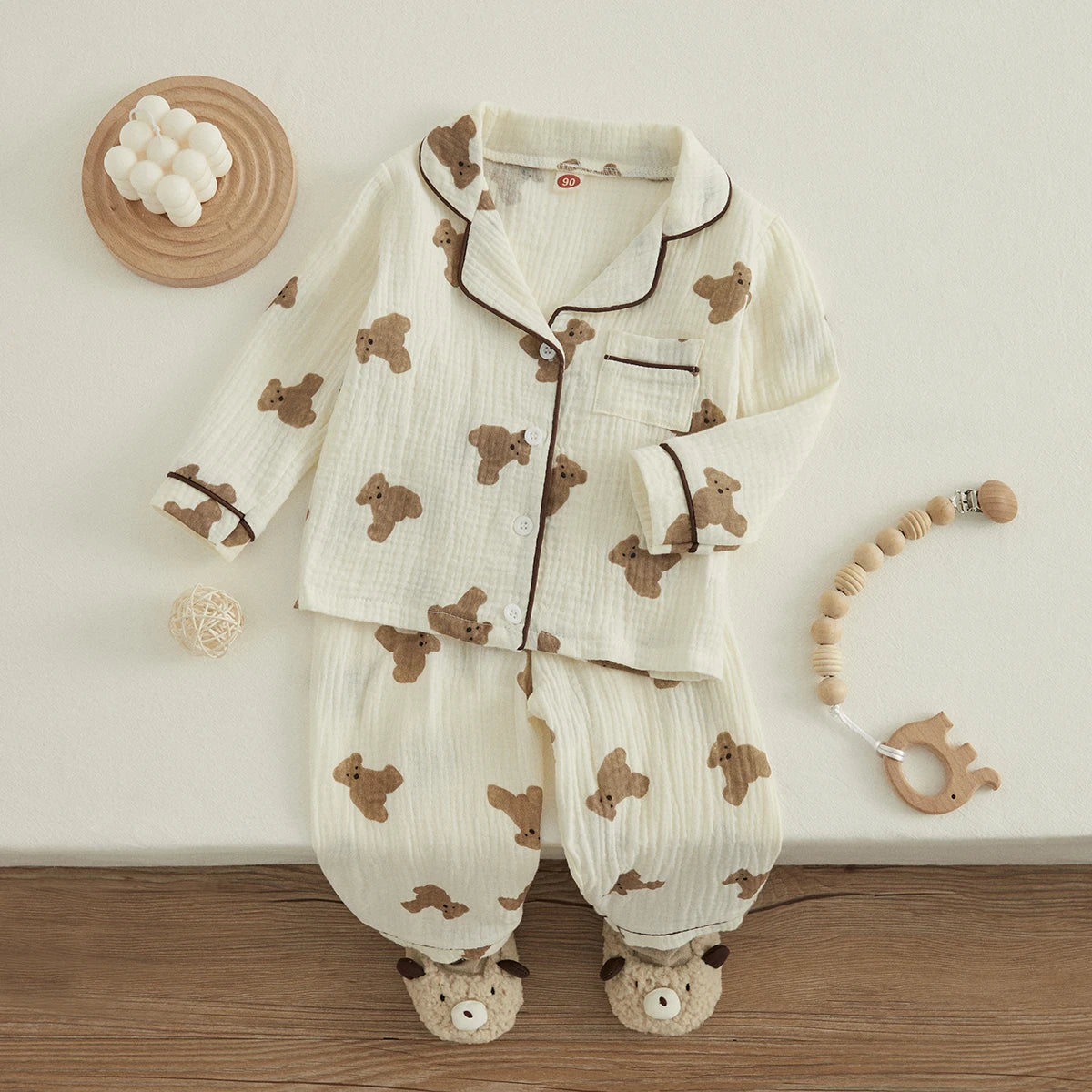 Pijama Bebê Algodão Linho Premium – Conforto Natural para Noites Tranquilas