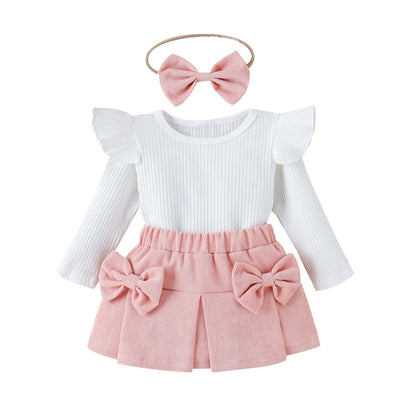 Conjunto Bebê Vintage Premium – Blusa e Saia em Cotelê Delicado