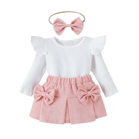 Conjunto Bebê Vintage Premium – Blusa e Saia em Cotelê Delicado