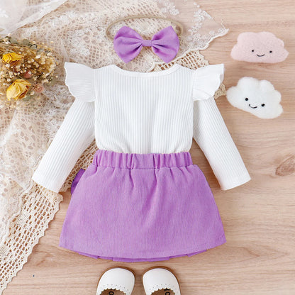 Conjunto Bebê Vintage Premium – Blusa e Saia em Cotelê Delicado