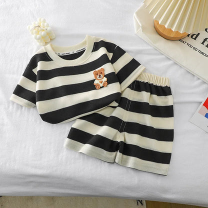 Conjunto Bebê Listrado Urso Premium – Leve e Confortável
