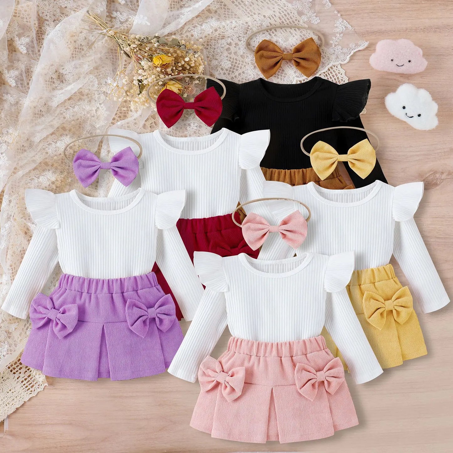 Conjunto Bebê Vintage Premium – Blusa e Saia em Cotelê Delicado