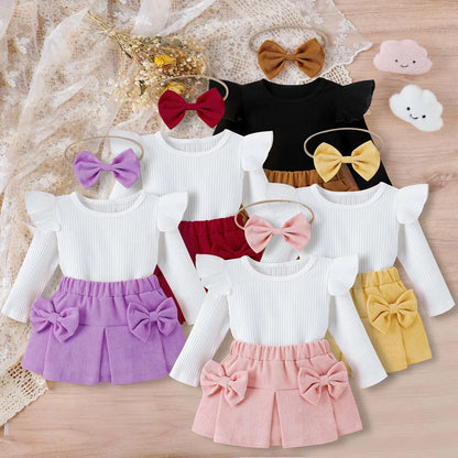 Conjunto Bebê Vintage Premium – Blusa e Saia em Cotelê Delicado
