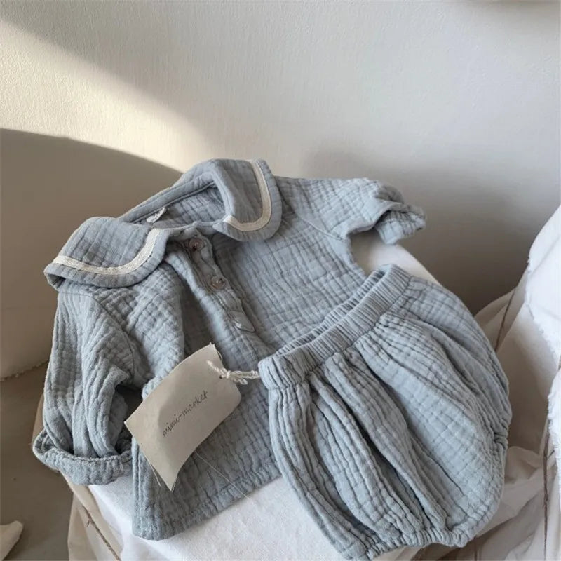 Conjunto Bebê Marinheiro Premium – Camisa e Bloomer Navy com Frete Grátis