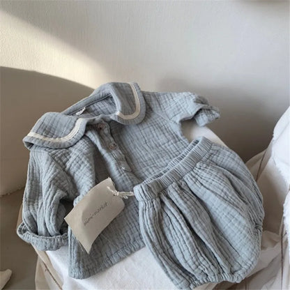 Conjunto Bebê Marinheiro Premium – Camisa e Bloomer Navy com Frete Grátis