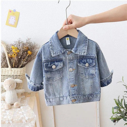 Jaqueta Bebê Jeans Premium – Casaco Denim com Botões e Proteção Leve
