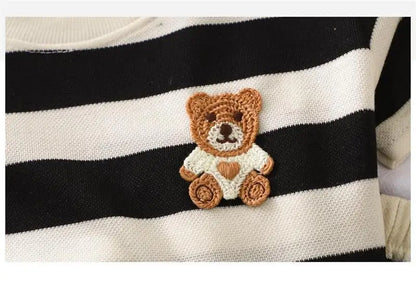 Conjunto Bebê Listrado Urso Premium – Leve e Confortável