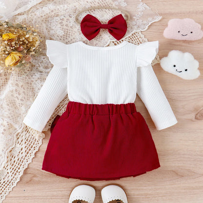 Conjunto Bebê Vintage Premium – Blusa e Saia em Cotelê Delicado