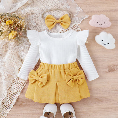 Conjunto Bebê Vintage Premium – Blusa e Saia em Cotelê Delicado