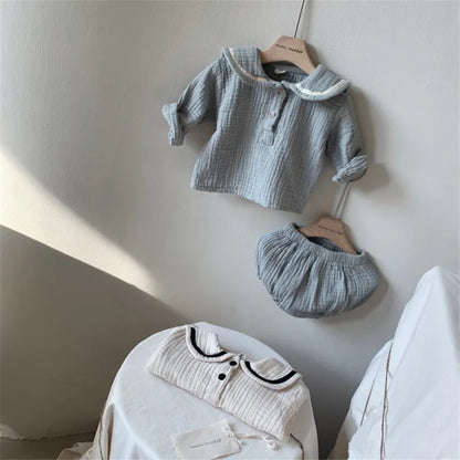 Conjunto Bebê Marinheiro Premium – Camisa e Bloomer Navy com Frete Grátis