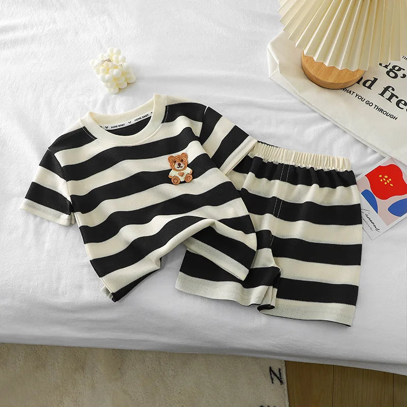 Conjunto Bebê Listrado Urso Premium – Leve e Confortável