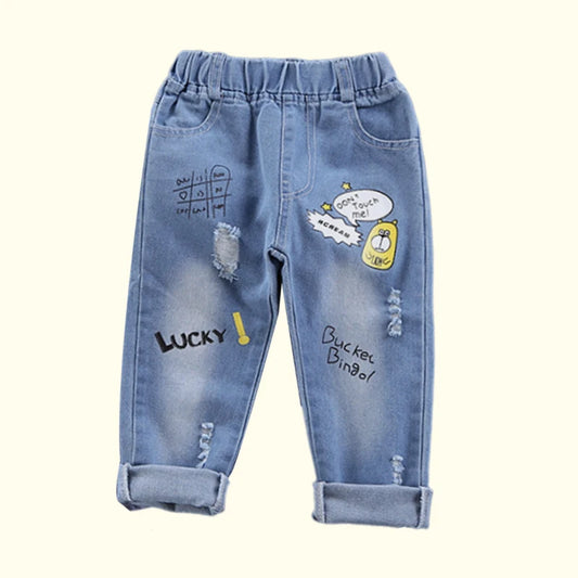 Calça Jeans Infantil Unissex com Cós Elástico Médio – Casual e Confortável (2 a 8 Anos) | Frete Grátis