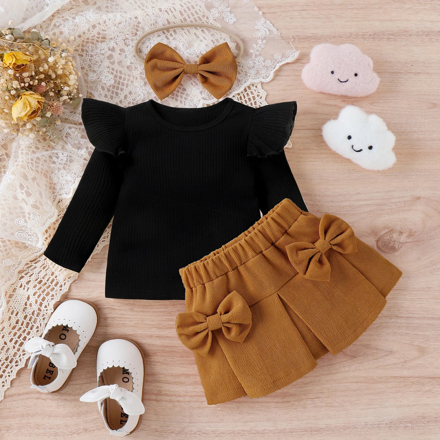 Conjunto Bebê Vintage Premium – Blusa e Saia em Cotelê Delicado