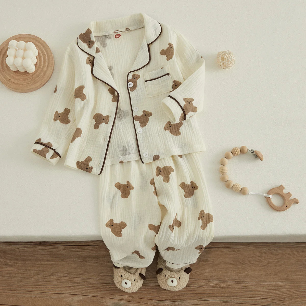 Pijama Bebê Algodão Linho Premium – Conforto Natural para Noites Tranquilas