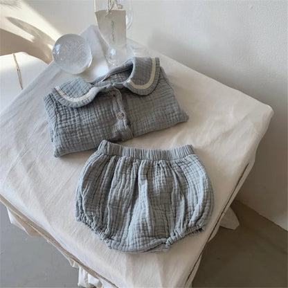 Conjunto Bebê Marinheiro Premium – Camisa e Bloomer Navy com Frete Grátis