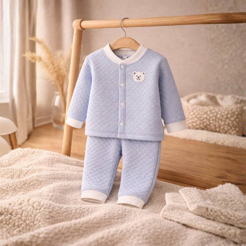 pijama bebe azul claro inverno algodao macio conforto aconchego